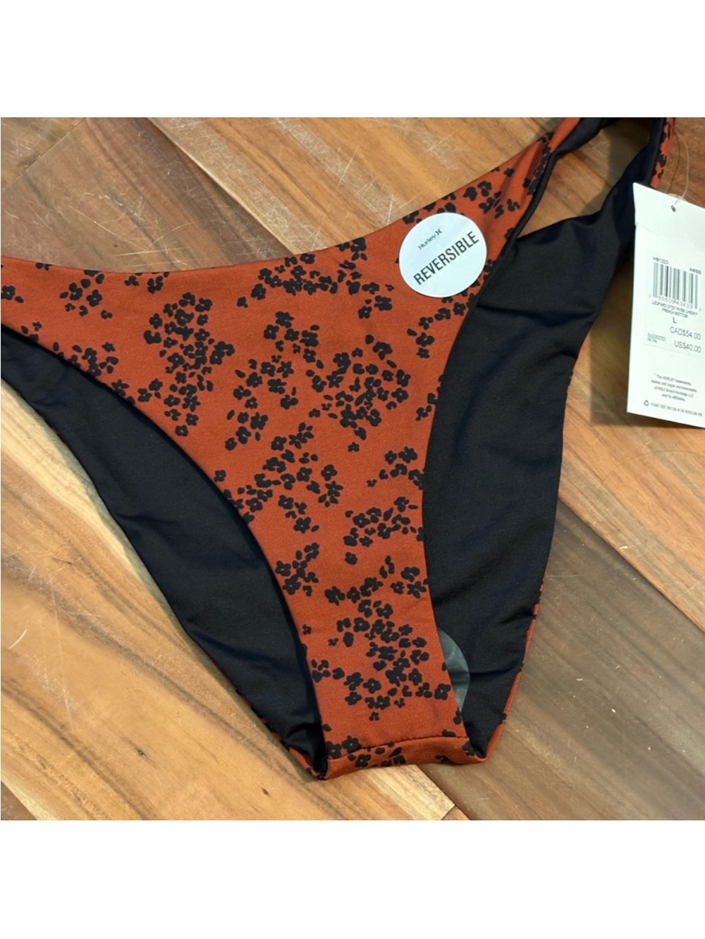 Hurley Ditsy Cheeky French Bikini Reversible Bottoms Large